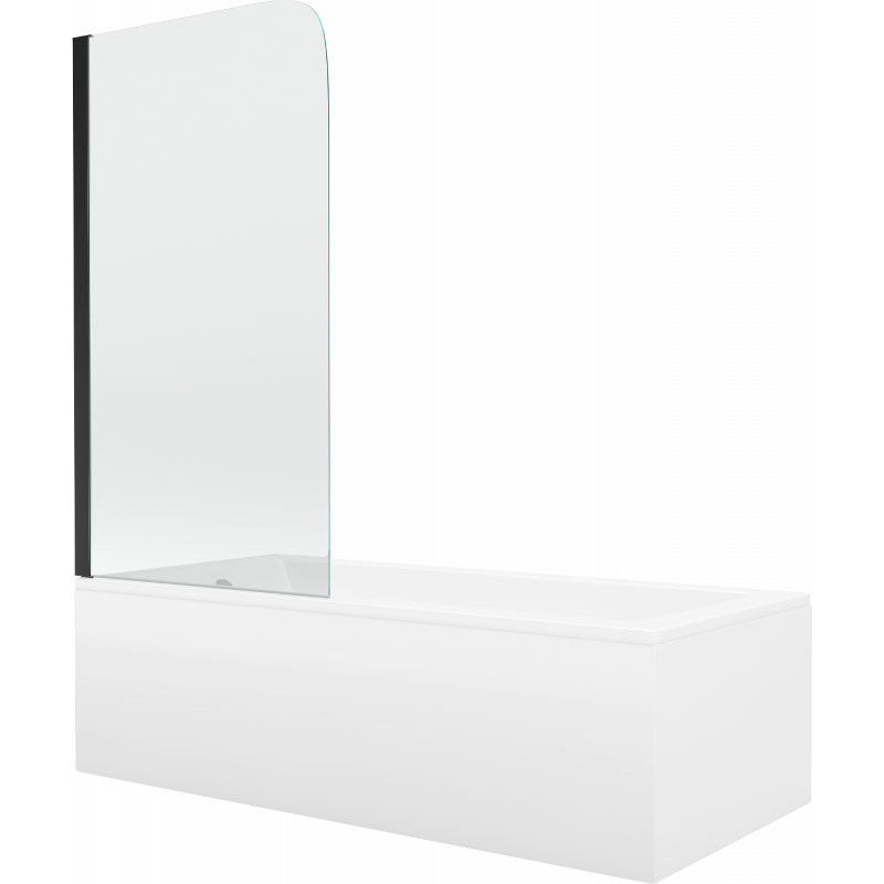 Mexen Cubik obdélníková vana 150 x 70 cm s krytem a jedním křídlovým paravánem 70 cm, transparentní, černá