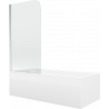 Mexen Cubik obdélníková vana 150 x 70 cm s krytem a 1-křídlovou stěnou 75 cm, transparentní, chrom - 550315070X9007510100