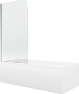 Mexen Cubik obdélníková vana 150 x 70 cm s krytem a 1-křídlovou stěnou 75 cm, transparentní, chrom - 550315070X9007510100