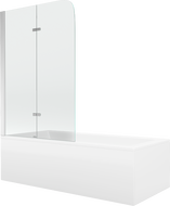 Mexen Cubik obdélníková vana 150 x 70 cm s pláštěm a 2-křídlovou zástěnou 80 cm, Průhledné, Chromovaná - 550315070X9008020100