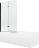 Mexen Cubik obdélníková vana 150 x 70 cm s obložením a 2křídlovým paravánem 100 cm, transparentní, černá