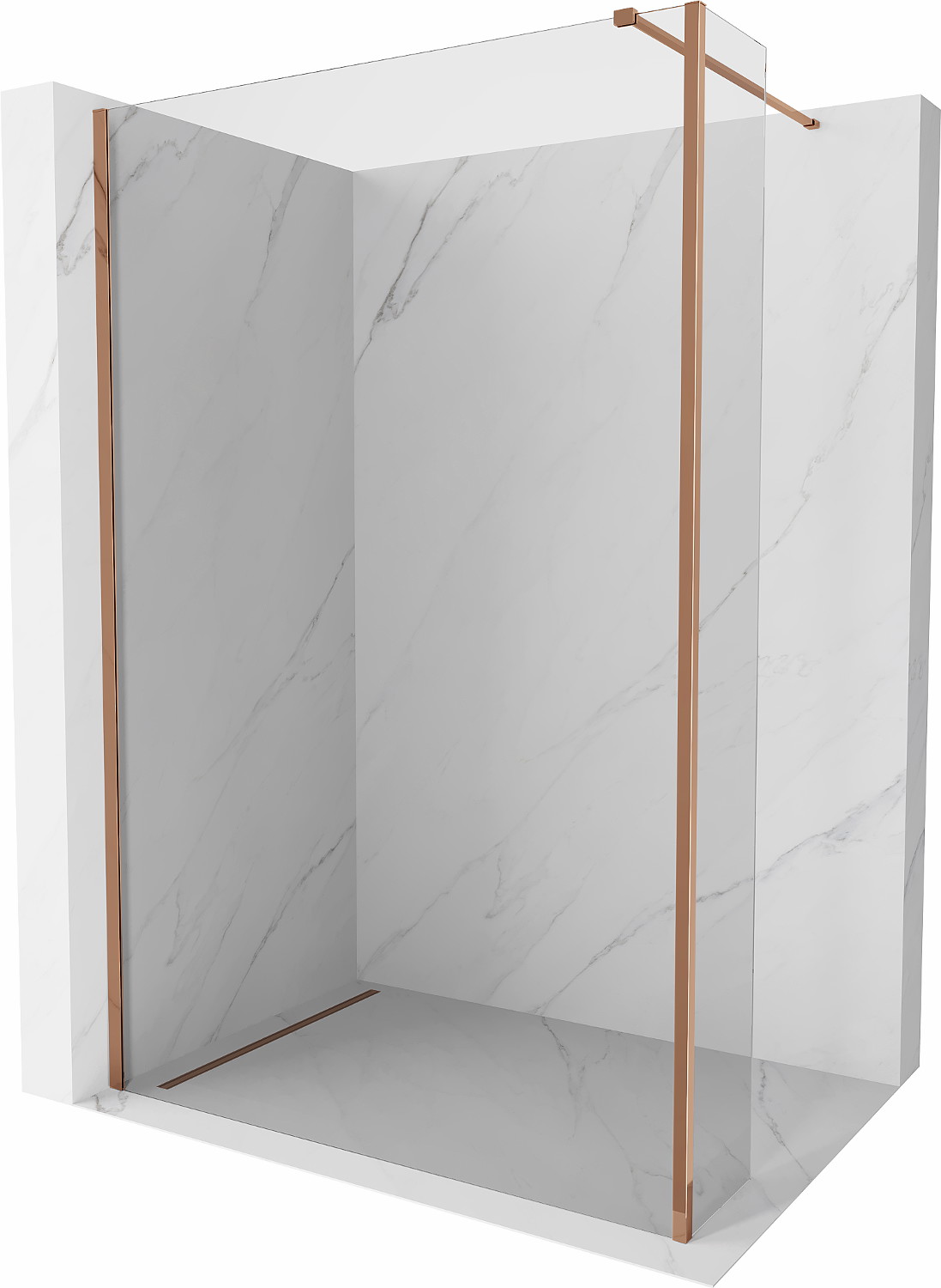 Mexen Kioto sprchová stěna Walk-in 95 x 30 cm, transparentní, růžové zlato - 800-095-212-60-00-030