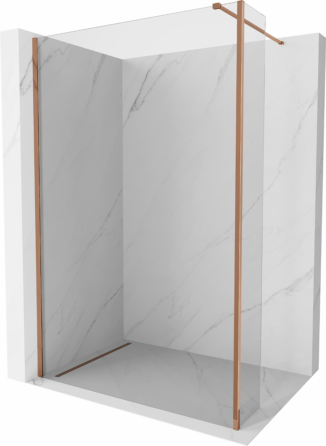 Mexen Kioto sprchová stěna Walk-in 110 x 30 cm, transparentní, růžové zlato - 800-110-212-60-00-030