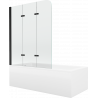 Mexen Cubik obdélníková vana 150 x 70 cm s krytem a 3-křídlovou zástěnou 120 cm, transparentní, černá - 550315070X9012037000