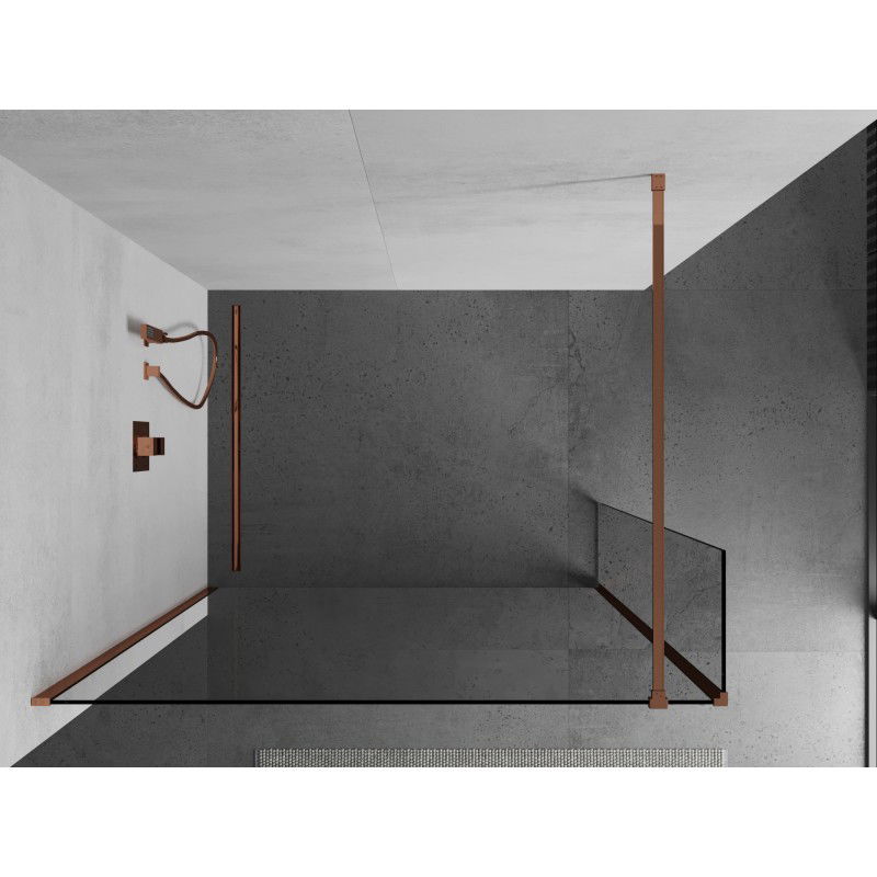 Mexen Kioto sprchová stěna Walk-in 130 x 40 cm, transparentní, růžové zlato - 800-130-212-60-00-040