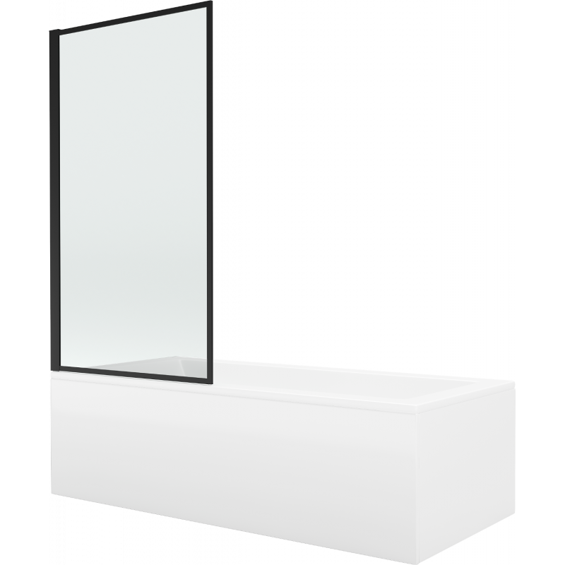 Mexen Cubik obdélníková vana 150 x 70 cm s krytem a jednokřídlou zástěnou 70 cm, černý vzor fix - 550315070X9307007070