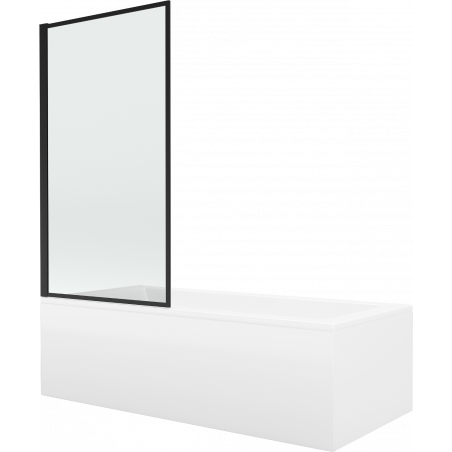 Mexen Cubik obdélníková vana 150 x 70 cm s krytem a jednokřídlou zástěnou 70 cm, černý vzor fix - 550315070X9307007070