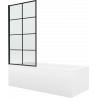 Mexen Cubik obdélníková vana 150 x 70 cm s krytem a 1-křídlou zástěnou 70 cm, černý vzor fix - 550315070X9307007077
