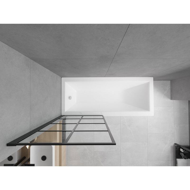 Mexen Cubik obdélníková vana 150 x 70 cm s krytem a jedním skleněným křídlem 70 cm, černý vzor - 550315070X9307017077