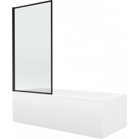 Mexen Cubik obdélníková vana 150 x 70 cm s krytem a 1-křídlovou zástěnou 80 cm, černý vzor - 550315070X9308017070