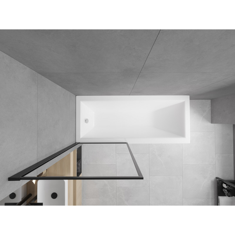 Mexen Cubik obdélníková vana 150 x 70 cm s krytem a 1-křídlovou zástěnou 80 cm, černý vzor - 550315070X9308017070