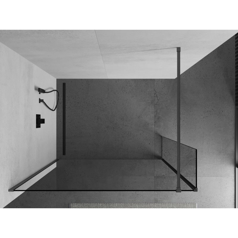 Mexen Kioto sprchová zástěna Walk-in 145 x 40 cm, transparentní, kartáčovaná šedá - 800-145-212-66-00-040
