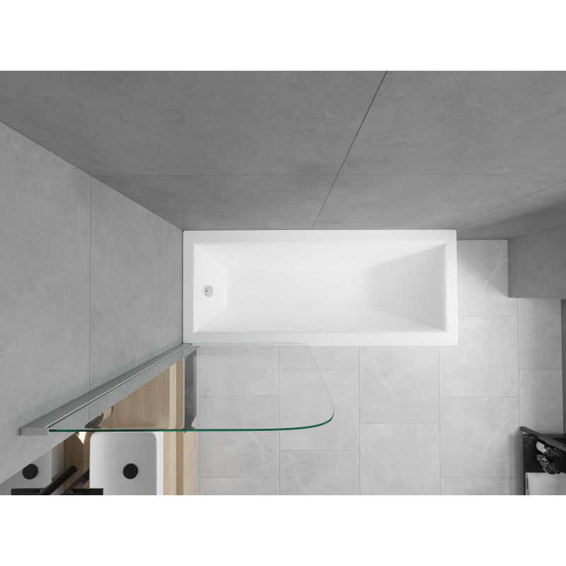 Mexen Cubik obdélníková vana 160 x 70 cm s krytem a jednokřídlou zástěnou 70 cm, transparentní, chrom