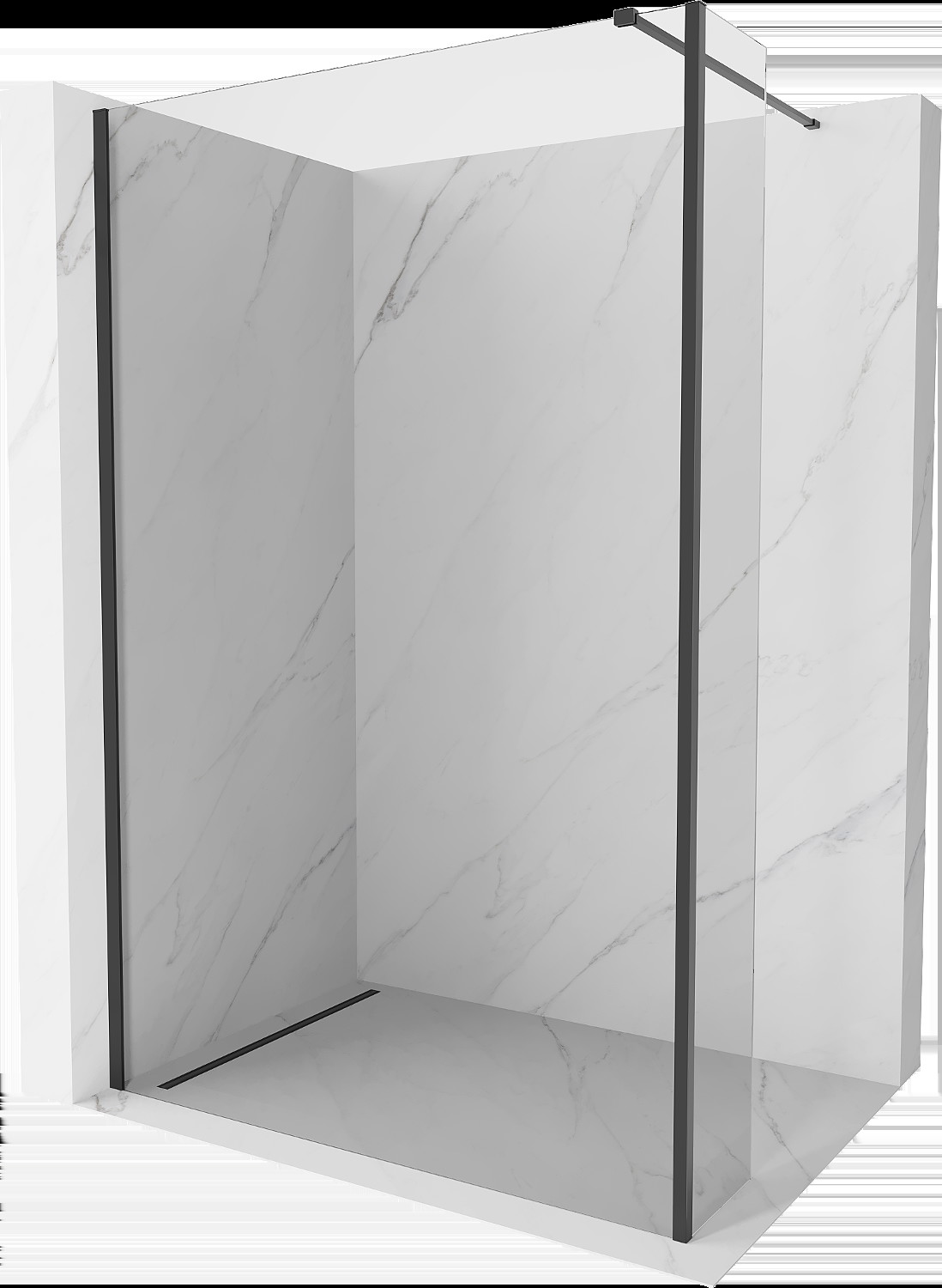 Mexen Kioto sprchová stěna Walk-in 105 x 40 cm, transparentní, černá - 800-105-212-70-00-040