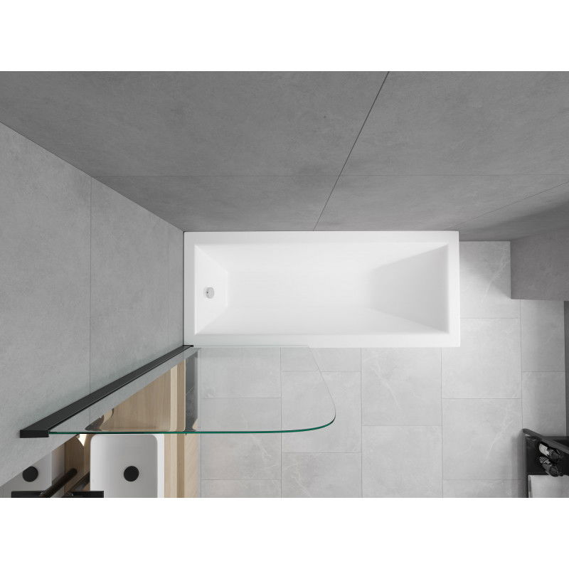 Mexen Cubik obdélníková vana 160 x 70 cm s krytem a 1-křídlovou zástěnou 70 cm, transparentní, černá - 550316070X9007017000