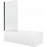 Mexen Cubik obdélníková vana 160 x 70 cm s opláštěním a jednokřídlým paravánem 70 cm, transparentní, černá