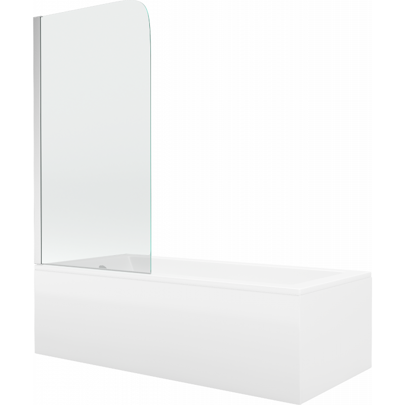 Mexen Cubik obdélníková vana 160 x 70 cm s obložením a 1-křídlovou zástěnou 80 cm, transparentní, chrom - 550316070X9008010100