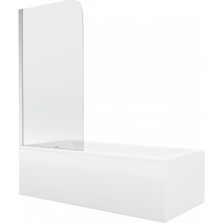 Mexen Cubik obdélníková vana 160 x 70 cm s obložením a 1-křídlovou zástěnou 80 cm, transparentní, chrom - 550316070X9008010100