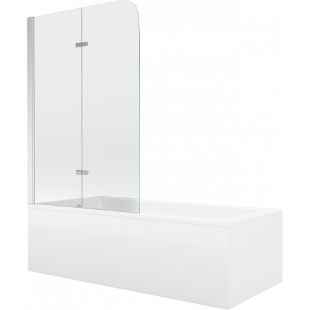 Mexen Cubik obdélníková vana 160 x 70 cm s opláštěním a dvoukřídlým zástěnou 100 cm, transparentní, chrom