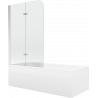 Mexen Cubik obdélníková vana 160 x 70 cm s opláštěním a dvoukřídlým zástěnou 100 cm, transparentní, chrom