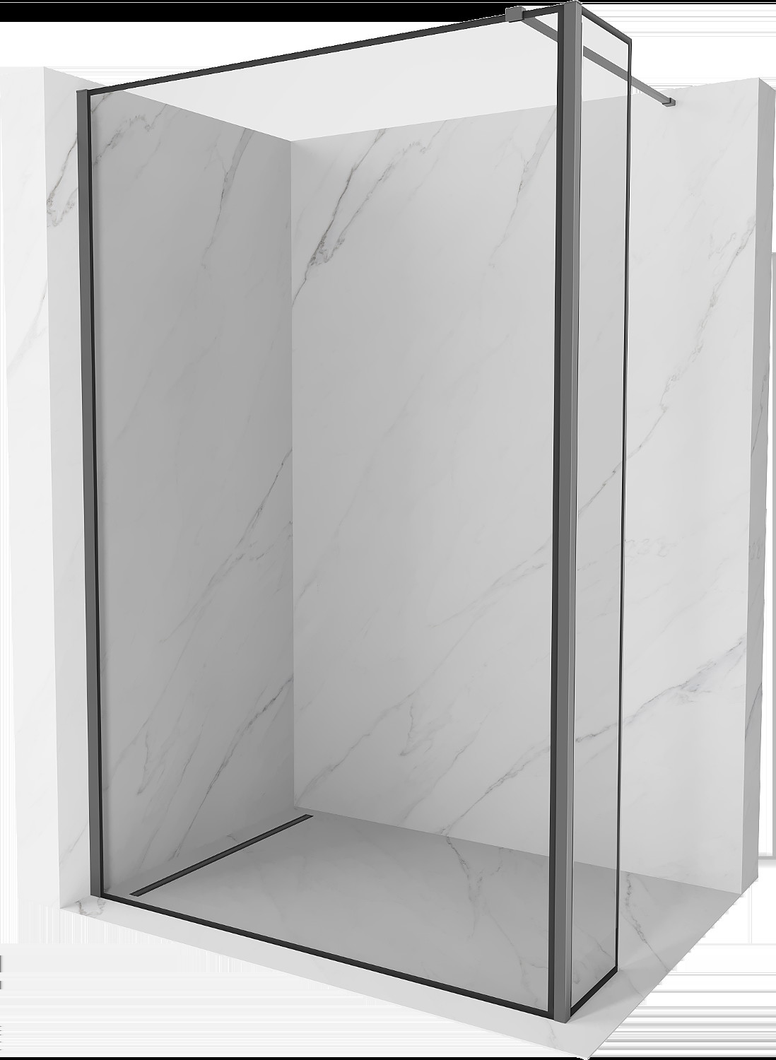 Mexen Kioto sprchová stěna Walk-in 150 x 40 cm, černý vzor, gun metal - 800-150-212-95-70-040