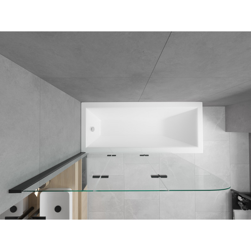 Mexen Cubik obdélníková vana 160 x 70 cm s obložením a 3dílnou zástěnou 120 cm, transparentní, černá
