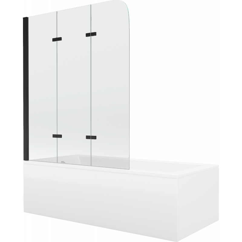 Mexen Cubik obdélníková vana 160 x 70 cm s obložením a 3dílnou zástěnou 120 cm, transparentní, černá