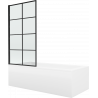 Mexen Cubik obdélníková vana 160 x 70 cm s krytem a jednokřídlovou zástěnou 70 cm, černý vzor fix