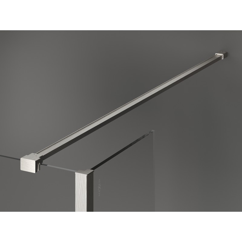 Mexen Kioto sprchová stěna Walk-in 140 x 30 cm, černý rámeček, kartáčovaný nikl - 800-140-212-97-70-030