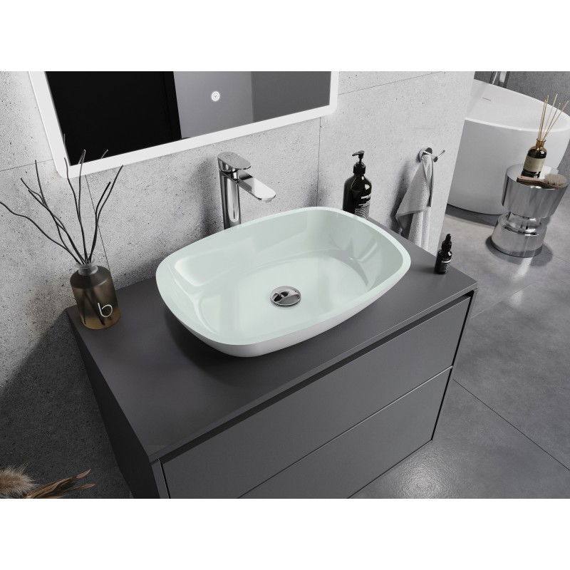 Mexen Araks skleněné umyvadlo na desku 54 x 39 cm, bílé - 24155430