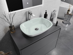 Mexen Araks skleněné umyvadlo na desku 54 x 39 cm, bílé - 24155430