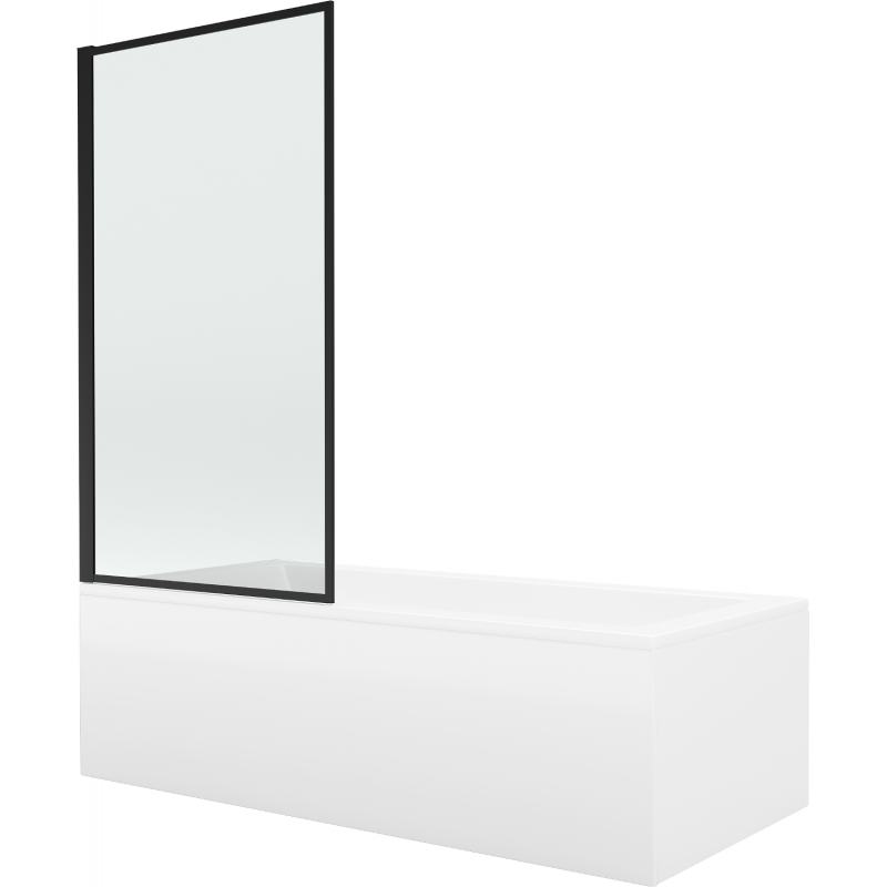 Mexen Cubik obdélníková vana 160 x 70 cm s krytem a 1křídlovou zástěnou 80 cm, černý vzor - 550316070X9308017070