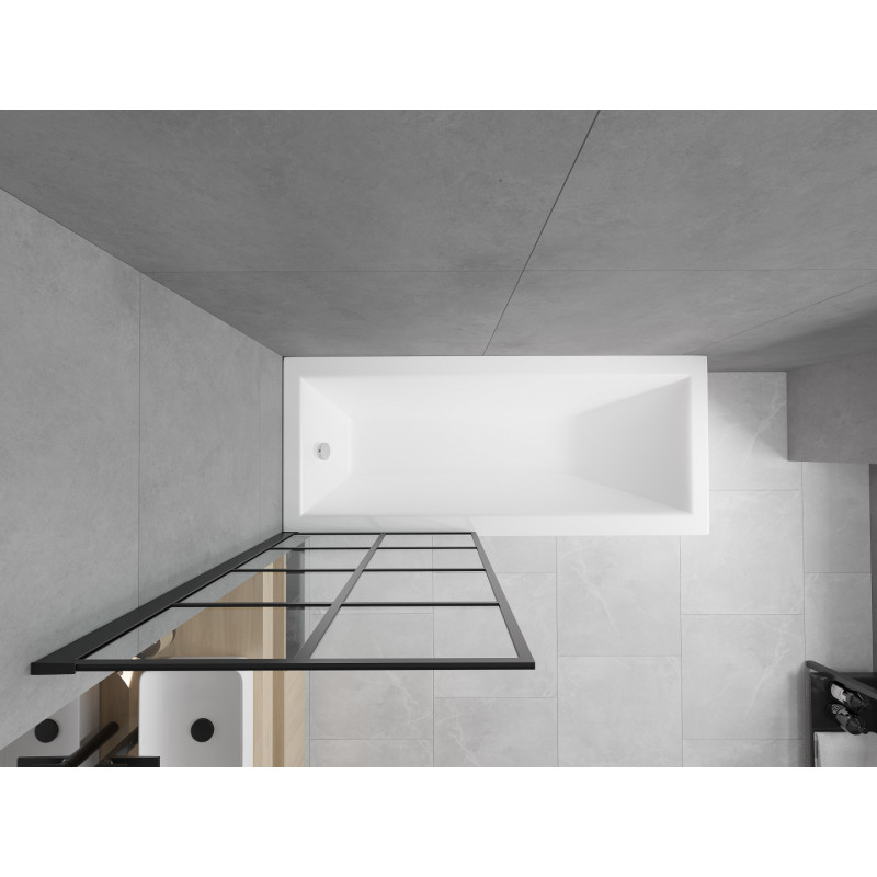 Mexen Cubik obdélníková vana 160 x 70 cm s krytem a jedním křídlovým panelem 80 cm, černý vzor - 550316070X9308017077