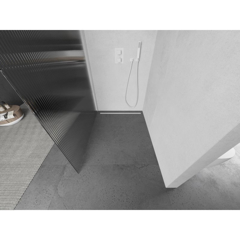 Mexen Kioto L sprchová stěna Walk-in 100 x 200 cm, proužky, bílá - 800-100-103-20-09