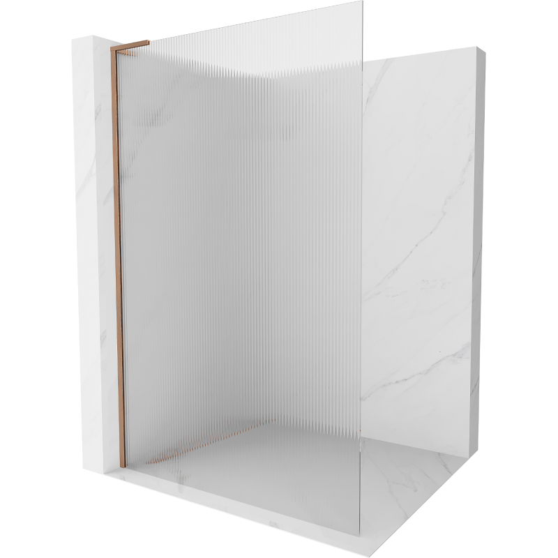 Mexen Kioto L sprchová stěna Walk-in 70 x 200 cm, proužky, kartáčovaná měď - 800-070-103-65-09