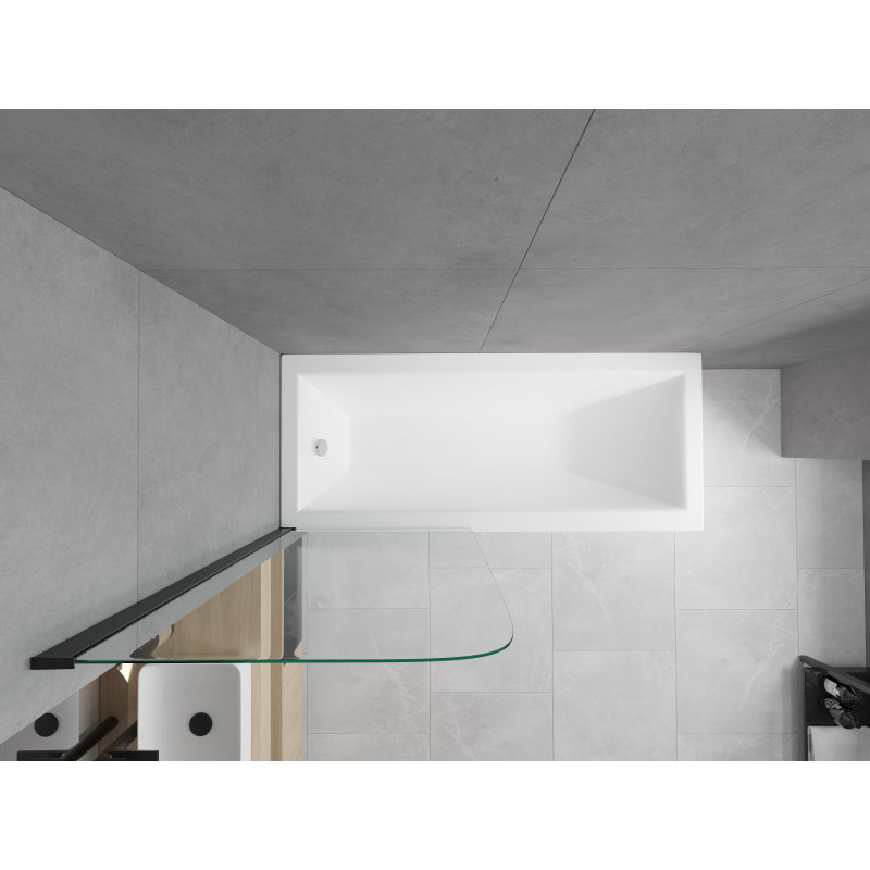 Mexen Cubik obdélníková vana 170 x 70 cm s obložením a jednokřídlovou zástěnou 70 cm, transparentní, černá