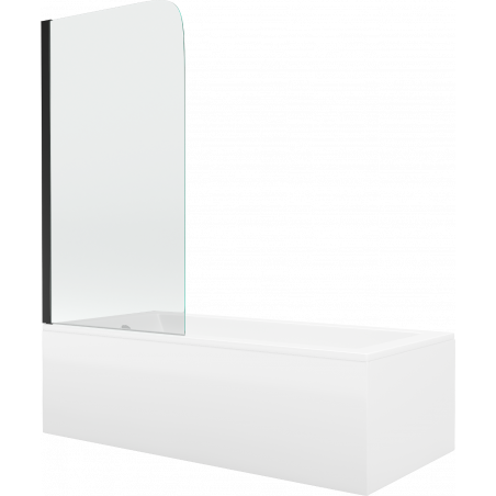 Mexen Cubik obdélníková vana 170 x 70 cm s obložením a jednokřídlovou zástěnou 70 cm, transparentní, černá