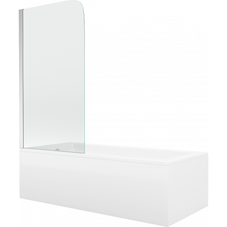 Mexen Cubik obdélníková vana 170 x 70 cm s pláštěm a jednokřídlou zástěnou 80 cm, transparentní, chrom