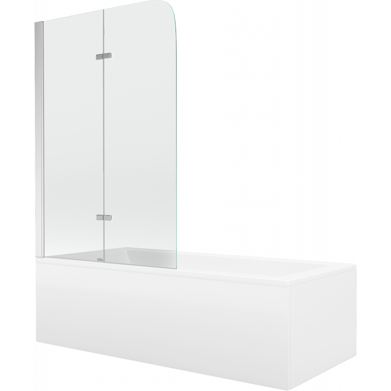 Mexen Cubik obdélníková vana 170 x 70 cm s krytem a 2-křídlým zástěnou 100 cm, průhledná, chrom - 550317070X9010020100