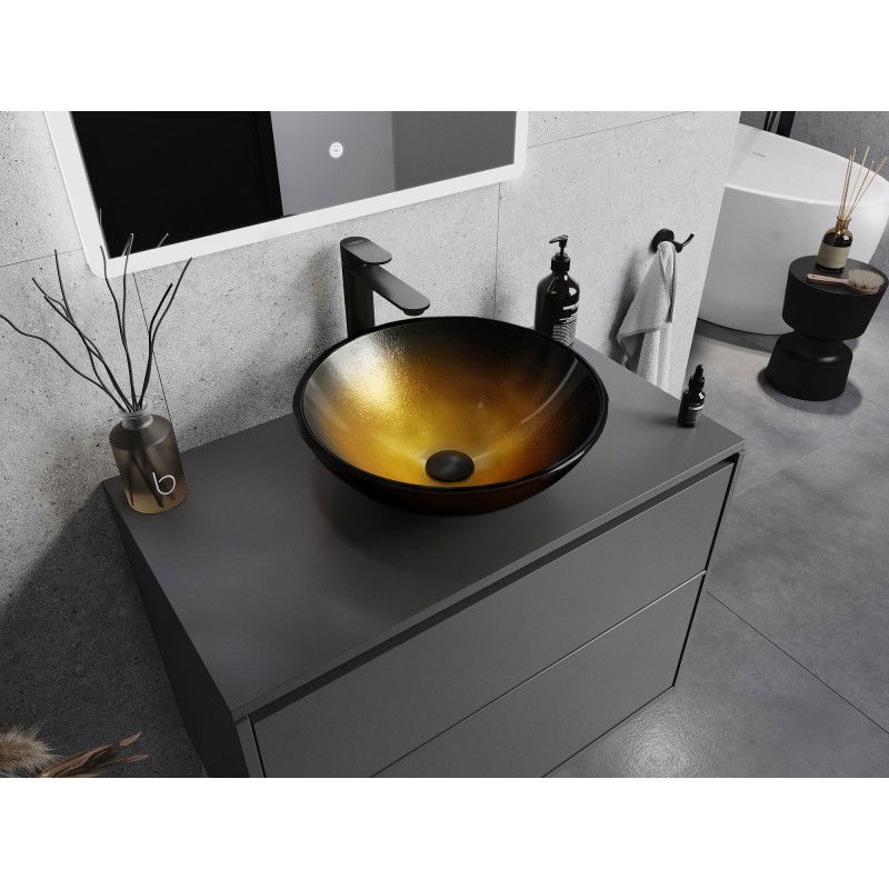 Mexen Mira skleněné umyvadlo na desku 42 x 42 cm, tmavě zlaté - 24124251