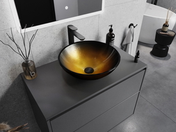 Mexen Mira skleněné umyvadlo na desku 42 x 42 cm, tmavě zlaté - 24124251