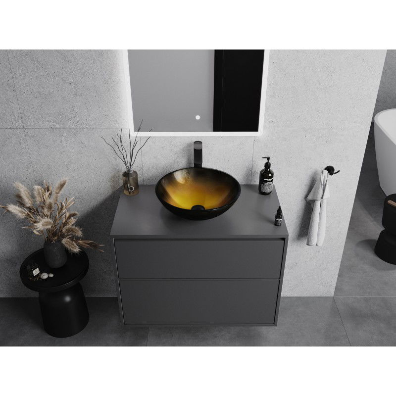 Mexen Mira skleněné umyvadlo na desku 42 x 42 cm, tmavě zlaté - 24124251