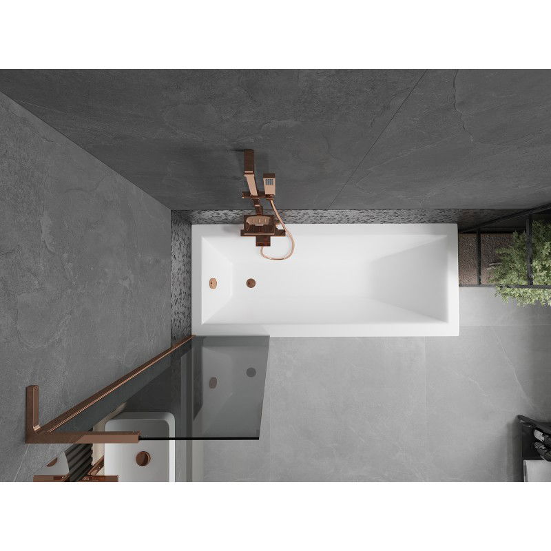 Mexen Next L vanová zástěna jednokřídlá 50 x 150 cm, grafit, růžové zlato - 895-050-000-03-40-60