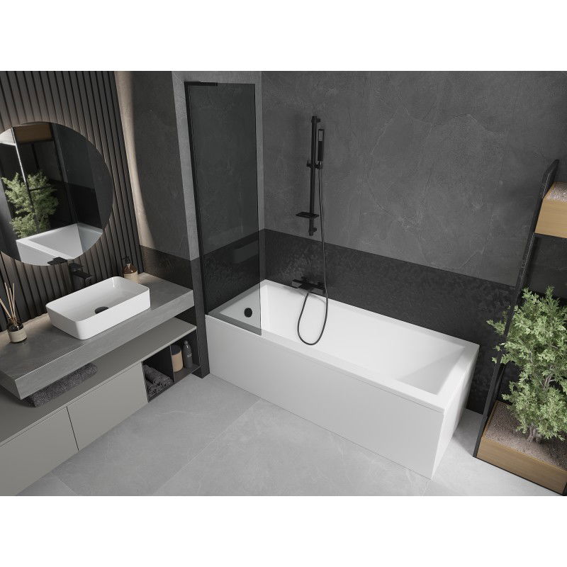 Mexen Next L vanová zástěna 1-křídlová 50 x 150 cm, grafit, černá - 895-050-000-03-40-70