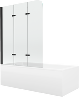 Mexen Cubik obdélníková vana 170 x 70 cm s pláštěm a 3-křídlovou zástěnou 120 cm, Průhledné, Černá - 550317070X9012037000