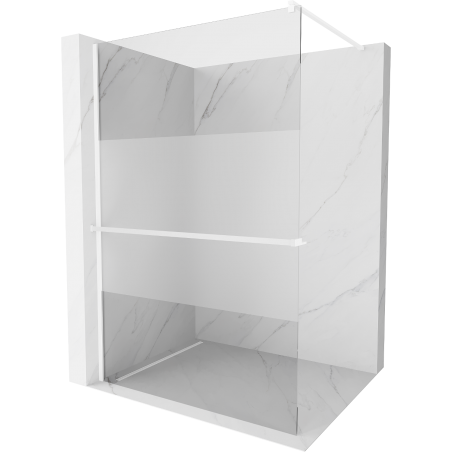 Mexen Kioto+ sprchová stěna s poličkou Walk-in 90 x 200 cm, transparentní/matná, bílá - 800-090-121-20-35