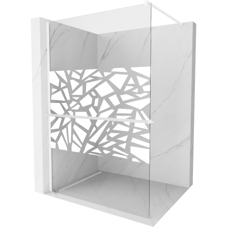 Mexen Kioto+ sprchová stěna s poličkou Walk-in 90 x 200 cm, bílý vzor, bílá - 800-090-121-20-85