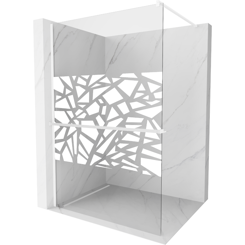 Mexen Kioto+ sprchová stěna s policí Walk-in 120 x 200 cm, bílý vzor, bílá - 800-120-121-20-85