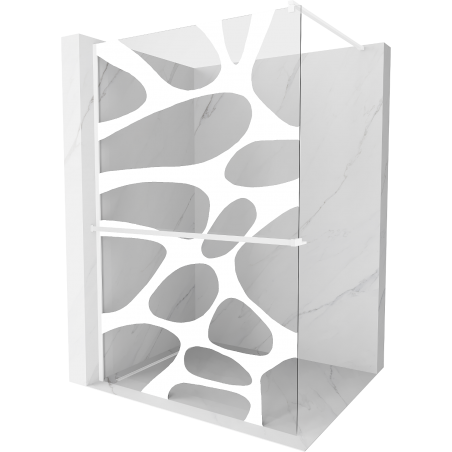 Mexen Kioto+ sprchová stěna s policí Walk-in 130 x 200 cm, bílá vlna, bílá - 800-130-121-20-97