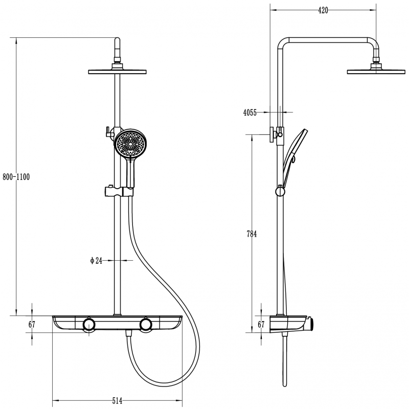 Mexen Axis nástěnná sprchová sada s dešťovou sprchou a baterií, zlatá/černá - 78112-75